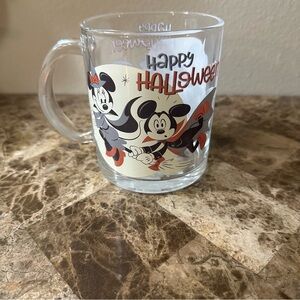 Disney Halloween Glass Mug with Mickey and Minnie - Black, Orange, White
